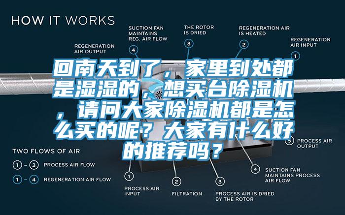 回南天到了，家里到處都是濕濕的，想買臺除濕機，請問大家除濕機都是怎么買的呢？大家有什么好的推薦嗎？